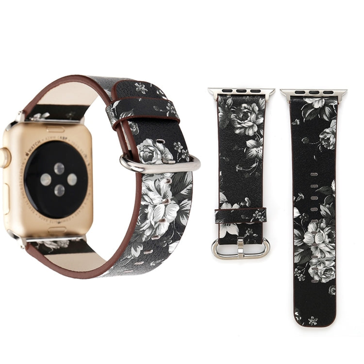 Fashion Pastoralism Style Little Floral Pattern Women Watch Leather Wrist Band For Apple Watch Series 7 41mm / 6&SE&5&4 40mm / 3&2&1 38mm