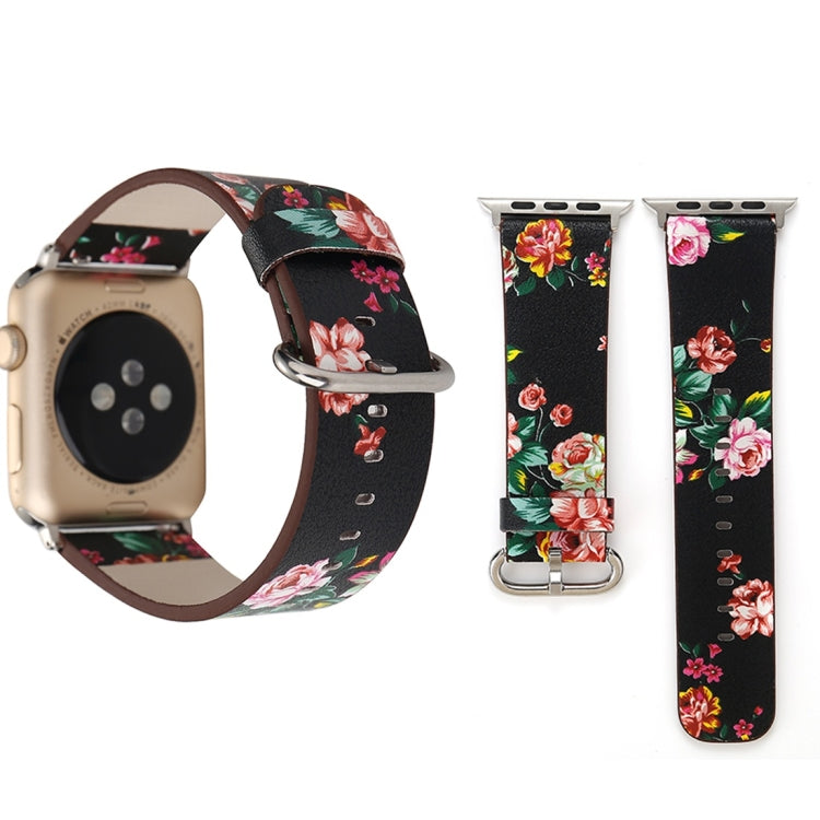Fashion Pastoralism Style Little Floral Pattern Women Watch Leather Wrist Band For Apple Watch Series 7 41mm / 6&SE&5&4 40mm / 3&2&1 38mm
