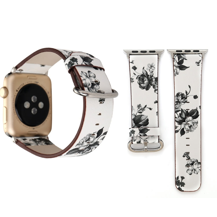 Fashion Pastoralism Style Little Floral Pattern Women Watch Leather Wrist Band For Apple Watch Series 7 41mm / 6&SE&5&4 40mm / 3&2&1 38mm