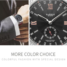 Load image into Gallery viewer, 419 YAZOLE Men Fashion Business Leather Band Quartz Wrist Watch ( Black)