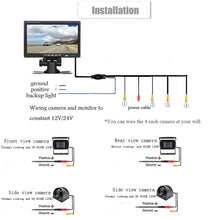 Load image into Gallery viewer, K0164 7 inch HD Car 18 IR Night Vision Rear View Backup Four Cameras Rearview Monitor, K0164