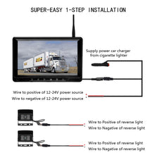 Load image into Gallery viewer, K0232 7 inch 140 Degrees Wide Angle HD Car Rear View Backup Dual Cameras Rearview Monitor Split Screen, K0232
