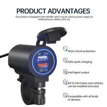 Load image into Gallery viewer, ZH-723F5 Car / Motorcycle QC3.0 Cell Phone Fast Charging Dual USB Car Charger