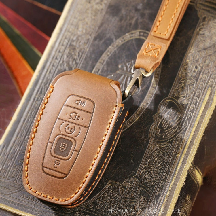 For Lincoln Hallmo Car Cowhide Leather Key Protective Cover Key Case, C224