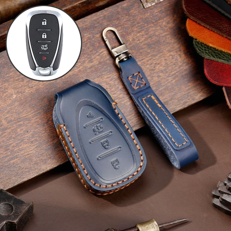 For Chevrolet 4-button Hallmo Car Cowhide Leather Key Protective Cover Key Case, C113