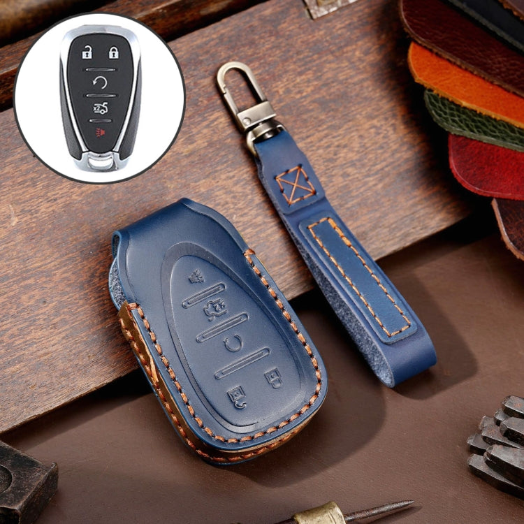For Chevrolet 5-button Hallmo Car Cowhide Leather Key Protective Cover Key Case, C114