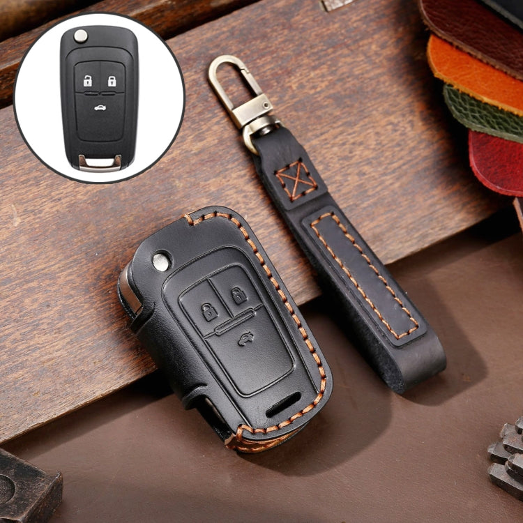 For Chevrolet Folding Hallmo Car Cowhide Leather Key Protective Cover Key Case, C115