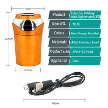 Load image into Gallery viewer, N12E Car Creative Ashtray Solar Power With Light And Cover With Cigarette Liighter