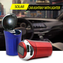 Load image into Gallery viewer, N12E Car Creative Ashtray Solar Power With Light And Cover With Cigarette Liighter