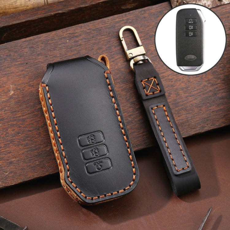 For Kia 3-button Hallmo Car Cowhide Leather Key Protective Cover Key Case, C115
