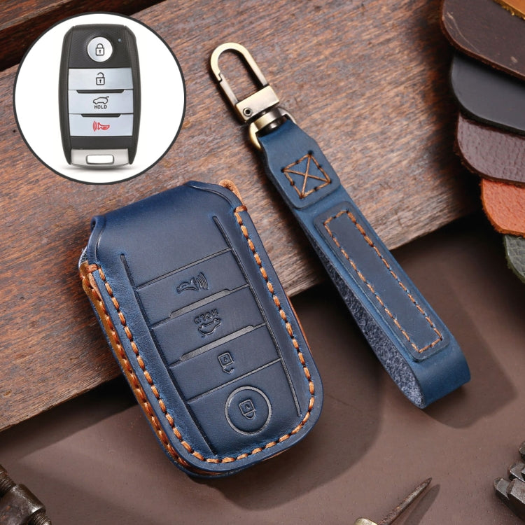 For Kia C133 4-button Hallmo Car Cowhide Leather Key Protective Cover Key Case, C133