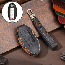 Load image into Gallery viewer, For Nissan 4-button Horn Hallmo Car Cowhide Leather Key Protective Cover Key Case, C066