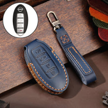 Load image into Gallery viewer, For Nissan 4-button Horn Hallmo Car Cowhide Leather Key Protective Cover Key Case, C066