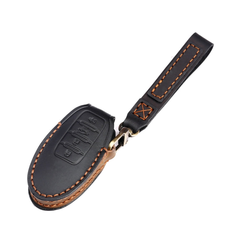 For Nissan 4-button Horn Hallmo Car Cowhide Leather Key Protective Cover Key Case, C066