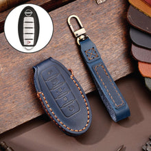 Load image into Gallery viewer, For Nissan 5-button Horn Hallmo Car Cowhide Leather Key Protective Cover Key Case, C068