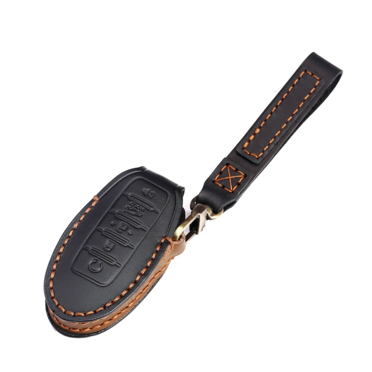 For Nissan 5-button Horn Hallmo Car Cowhide Leather Key Protective Cover Key Case, C068