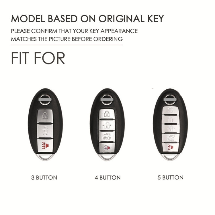 For Nissan 5-button Horn Hallmo Car Cowhide Leather Key Protective Cover Key Case, C068