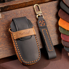Load image into Gallery viewer, For Nissan Teana / Ariya 3-button Horn Hallmo Car Cowhide Leather Key Protective Cover Key Case, 3-button Horn