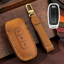 Load image into Gallery viewer, For Nissan Teana / Ariya 3-button Tail Box Hallmo Car Cowhide Leather Key Protective Cover Key Case, 3-button Tail Box