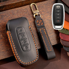 Load image into Gallery viewer, For Nissan Teana / Ariya 4-button Horn Hallmo Car Cowhide Leather Key Protective Cover Key Case, 4-button Horn
