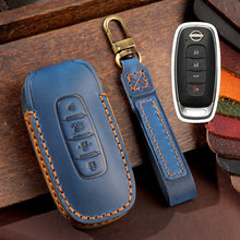 Load image into Gallery viewer, For Nissan Teana / Ariya 4-button Horn Hallmo Car Cowhide Leather Key Protective Cover Key Case, 4-button Horn