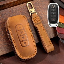 Load image into Gallery viewer, For Nissan Teana / Ariya 4-button Horn Hallmo Car Cowhide Leather Key Protective Cover Key Case, 4-button Horn