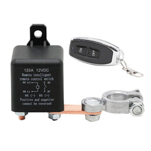 Load image into Gallery viewer, ZL180 12V 120A Car Relay Remote Rireless Battery Isolator with Battery Clip x 2 &amp; Remote Control x 2, 12V 120A   with Battery Clip x 2 &amp; Remote Control x 2