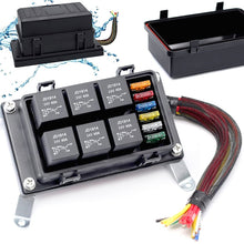 Load image into Gallery viewer, 24V 5 Pin Car 6 Slots Waterproof Relay Fuse Box with Cable, 24V 5 Pin