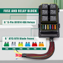 Load image into Gallery viewer, 24V 5 Pin Car 6 Slots Waterproof Relay Fuse Box with Cable, 24V 5 Pin