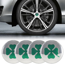 Load image into Gallery viewer, 4 in 1 Car Four Leaf Clover Pattern Wheel Hub Decorative Sticker Silver, Diameter: 5.8cm, Four Leaf Clover Pattern Silver