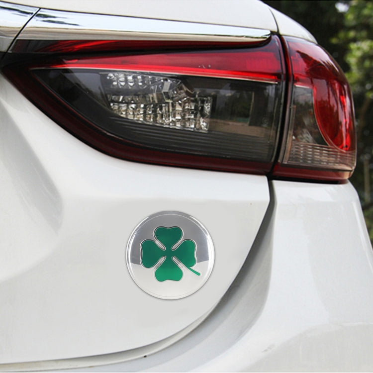 4 in 1 Car Four Leaf Clover Pattern Wheel Hub Decorative Sticker Silver, Diameter: 5.8cm, Four Leaf Clover Pattern Silver