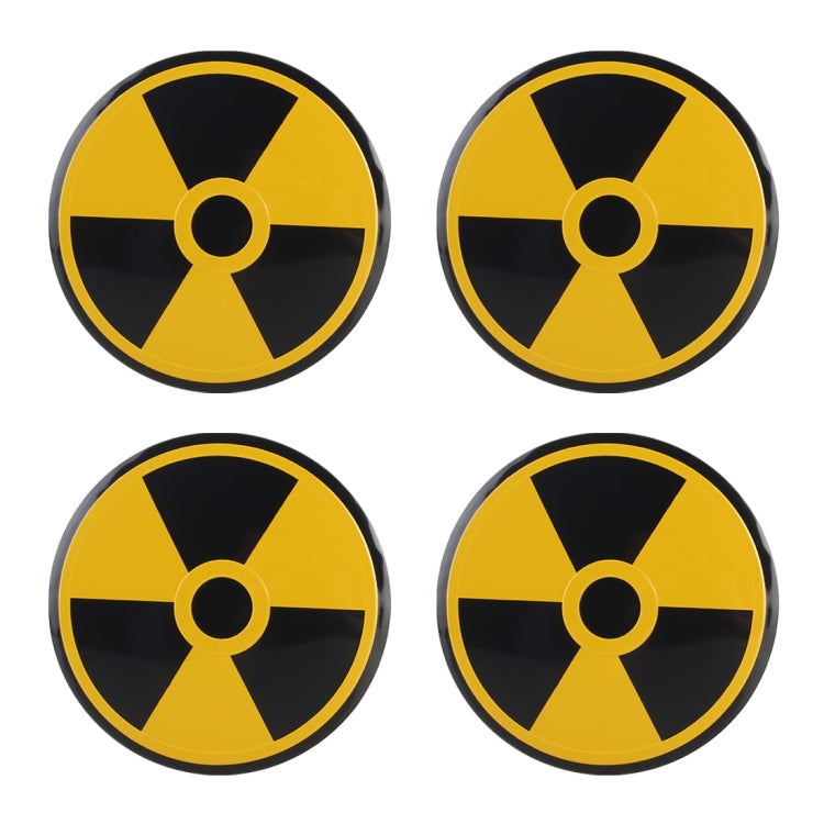 4 in 1 Car Wheel Hub Decorative Sticker, Diameter: 5.8cm, Black + Yellow