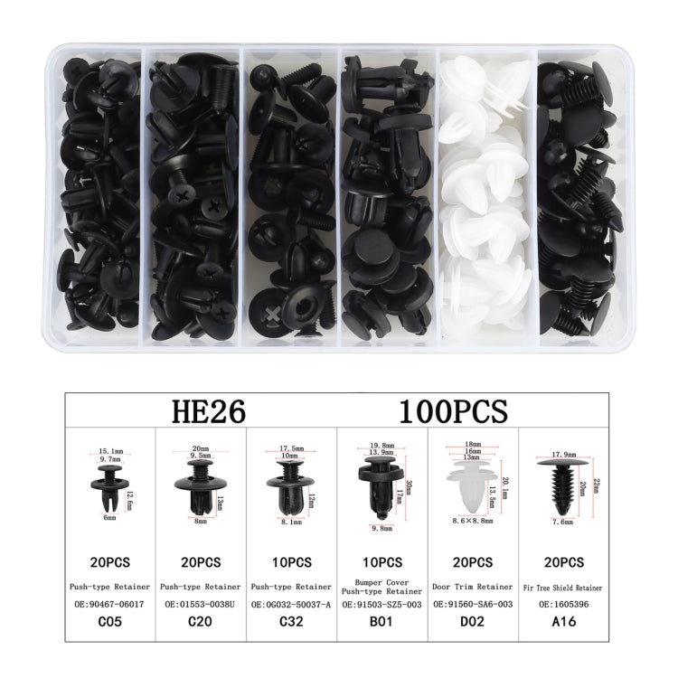 100 in 1 Universal Car Plastic Fasteners Rivet Clips Set, 100 PCS