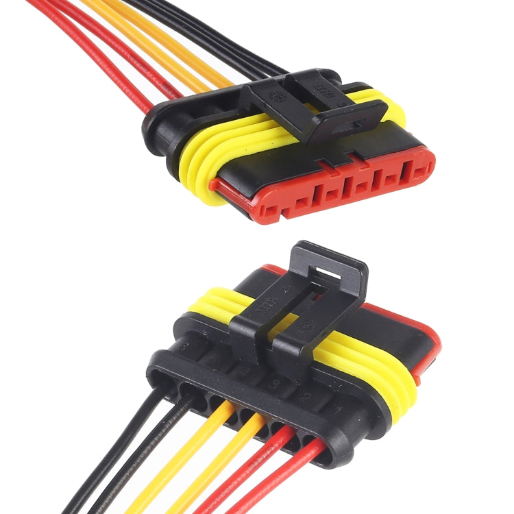 10pcs 5P Car Waterproof Plug Car Connector Plug-In, Length：10cm, 6P