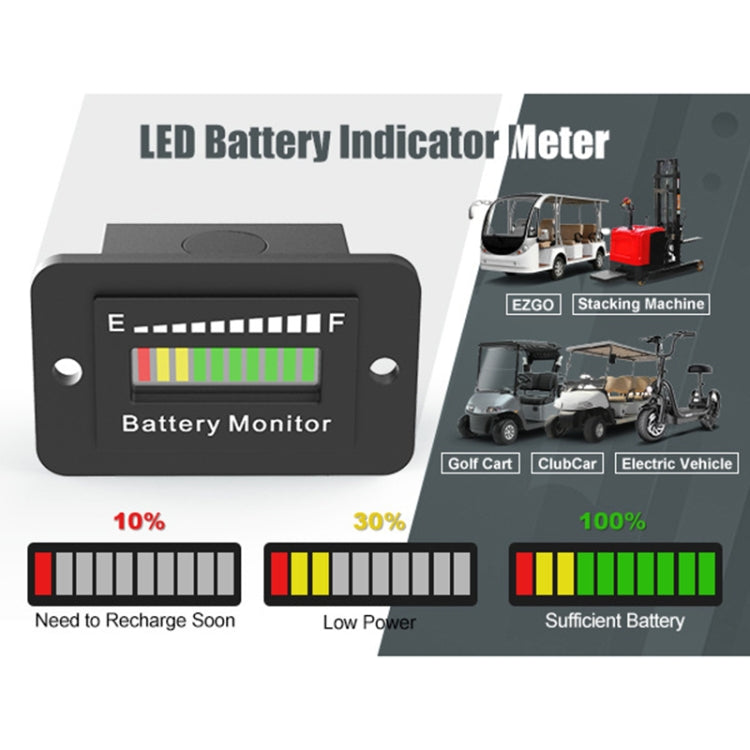 BM210 Electric Vehicles / Golf Carts LED Battery Indicator Adjustable Voltage 12V-72V, BM210