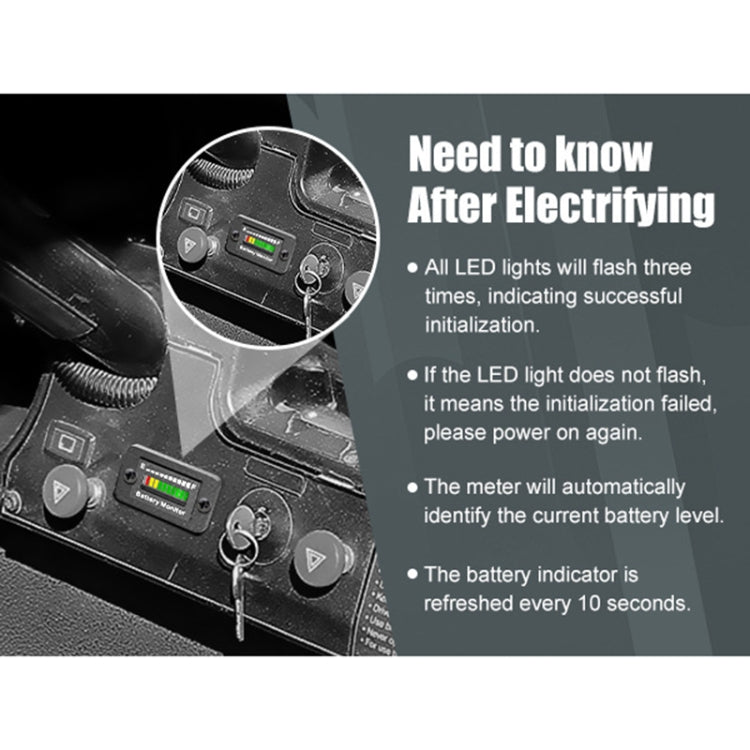 BM210 Electric Vehicles / Golf Carts LED Battery Indicator Adjustable Voltage 12V-72V, BM210