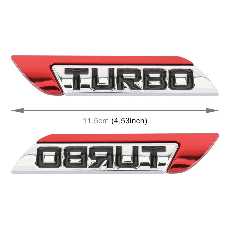 1 Pair Car Turbo Personalized Aluminum Alloy Decorative Stickers, Size: 11.5 x 2.5 x 0.5cm, Turbo