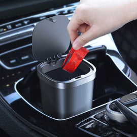 Car Center Armrest Storage Box Push-type Trash Can with Lid