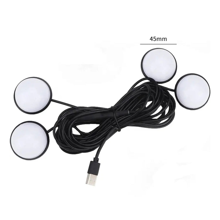 Car 4 in 1 USB RGB Foot LED Atmosphere Light, Pink Light, White Light, Ice Blue Light