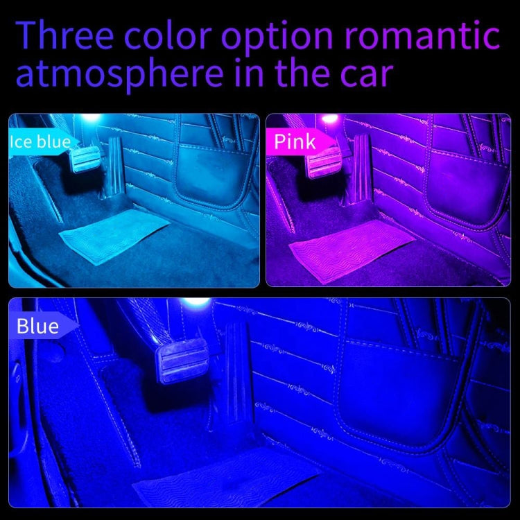 Car 4 in 1 USB RGB Foot LED Atmosphere Light, Pink Light, White Light, Ice Blue Light