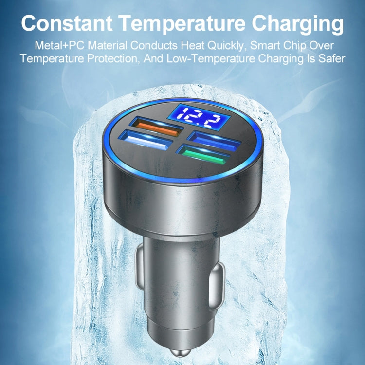 3.1A 4 in 1 Digital Display Car Charger with Voltmeter, SKU-03-4