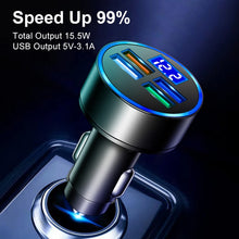 Load image into Gallery viewer, 3.1A 4 in 1 Digital Display Car Charger with Voltmeter, SKU-03-4