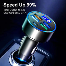 Load image into Gallery viewer, 3.1A 5 in 1 Digital Display Car Charger with Voltmeter, SKU-04-4