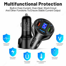 Load image into Gallery viewer, 66W 4 in 1 Digital Display Fast Charging Car Charger with Voltmeter, 66W