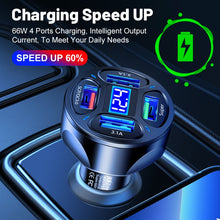 Load image into Gallery viewer, 66W 4 in 1 Digital Display Fast Charging Car Charger with Voltmeter, 66W