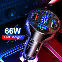 Load image into Gallery viewer, 66W 4 in 1 Digital Display Fast Charging Car Charger with Voltmeter, 66W