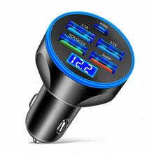 Load image into Gallery viewer, WGS-G37 5 in 1 Digital Display Super Fast Charging Car Charger with Voltmeter, WGS-G37