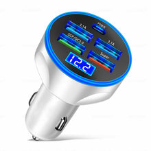 Load image into Gallery viewer, WGS-G37 5 in 1 Digital Display Super Fast Charging Car Charger with Voltmeter, WGS-G37