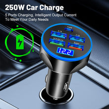 Load image into Gallery viewer, WGS-G37 5 in 1 Digital Display Super Fast Charging Car Charger with Voltmeter, WGS-G37