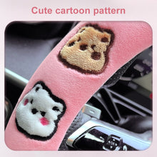Load image into Gallery viewer, Round Style Car Universal Cartoon Pattern Plush Warm Anti-skid Steering Wheel Cover, Diameter: 38cm, Round Style